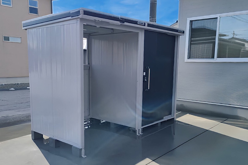 ヨドコウ エルモコンビ 物置 サイクルポート 富山外構